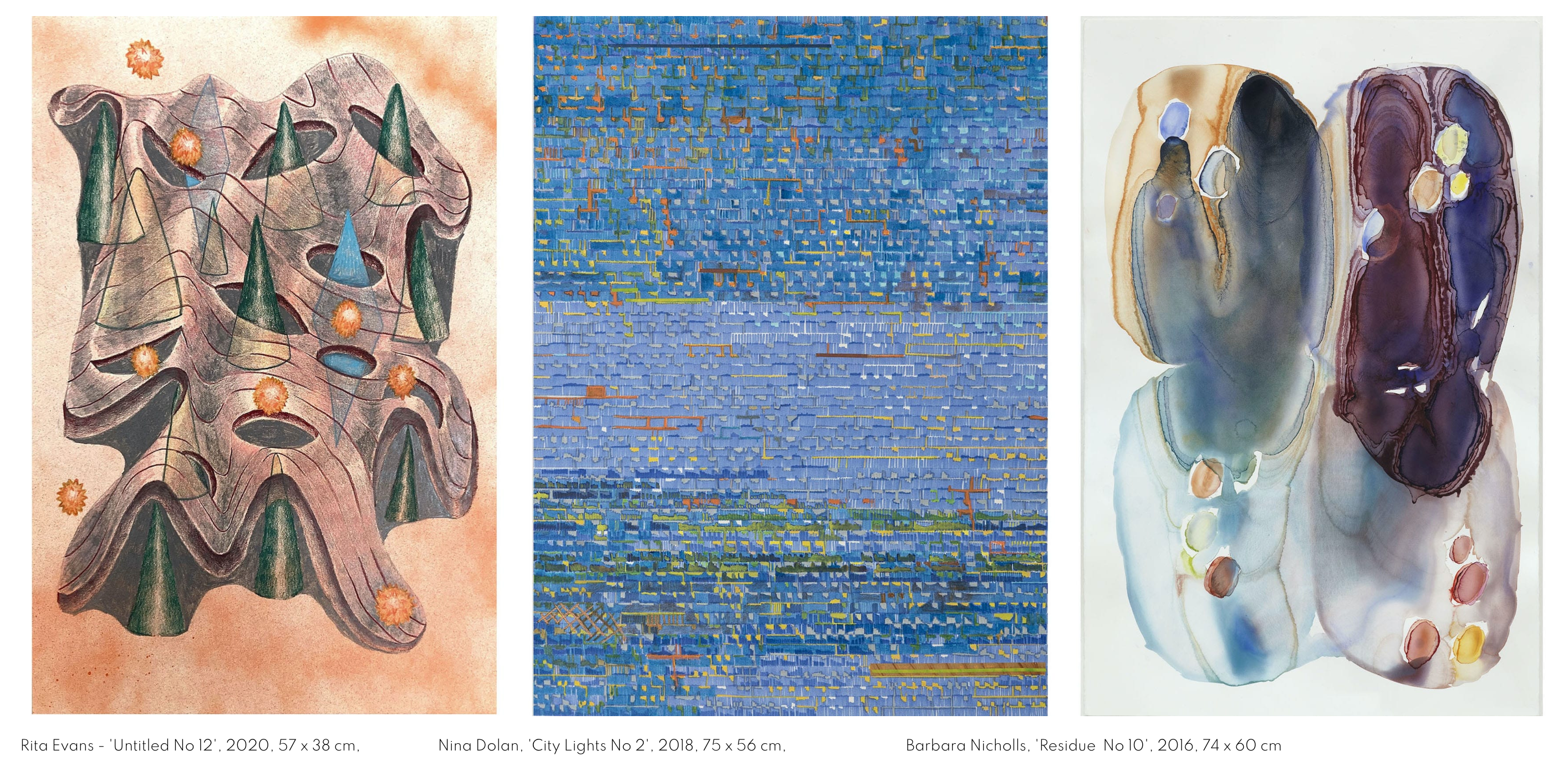 WAVELENGTHS - ABSTRACTION ON PAPER Nina Dolan, Rita Evans, Barbara Nicholls - Curated by Vivienne Roberts Nov 30, 2020 Feb 28, 2021