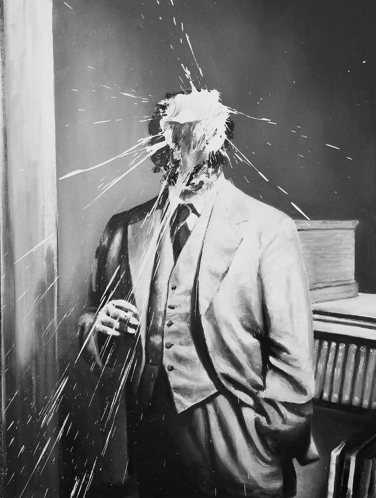 Man at a Bookcase, 2024