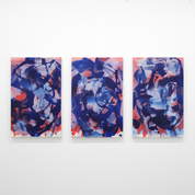 Triptych Red ground and blue distemper